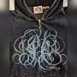 Juicy Couture Black Glam Velour Hoodie M